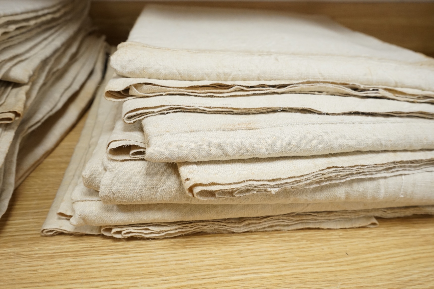 Nine coarse linen sheets